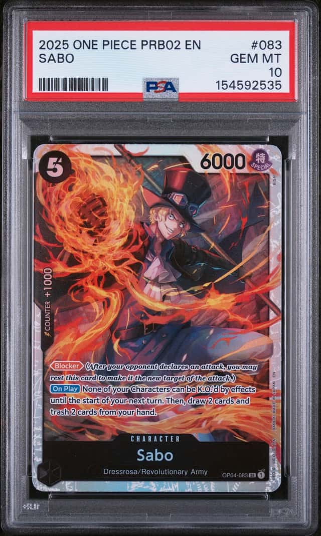 2025 One Piece Prb02-083 English Sabo Psa 10