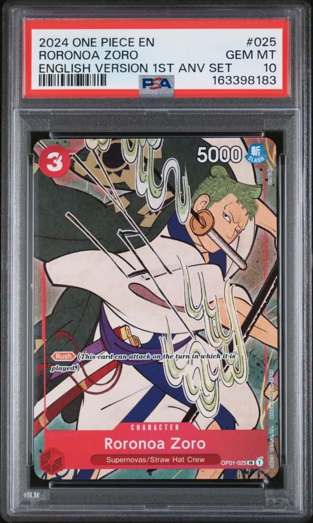 One Piece Roronoa Zoro English Version 1st Anniversary Set 025 PSA 10 Gem Mint