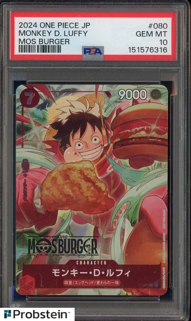 Auction #69 2024 One Piece JP Mos Burger #080 Monkey D. Luffy PSA 10 GEM MINT