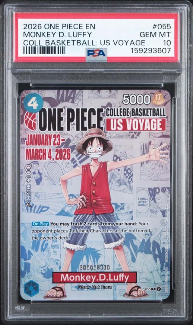 2026 ONE PIECE COLLEGE BASKETBALL: US VOYAGE PROMOS #055 MONKEY D. LUFFY PSA 10
