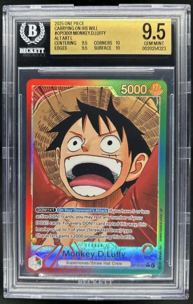 2025 One Piece Carrying On His Will Monkey D. Luffy Alt Art SP #OP13-001 BGS 9.5