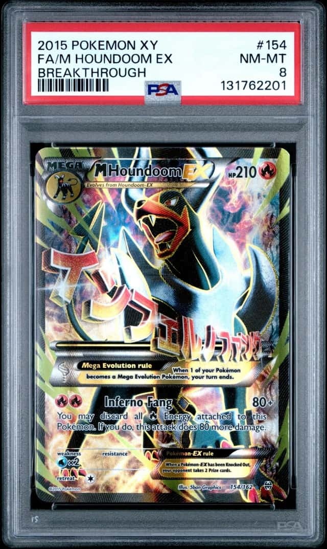 2015 POKEMON XY BREAKTHROUGH #154 FULL ART/M HOUNDOOM EX PSA 8
