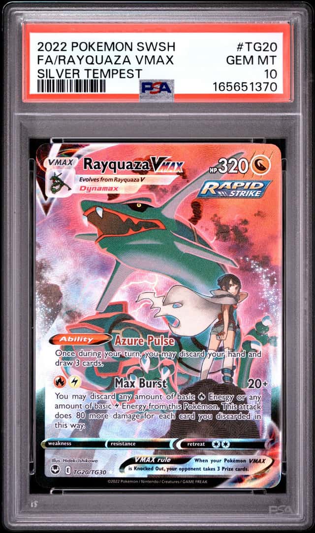 2022 POKEMON SWORD & SHIELD SILVER TEMPEST #TG20 FULL ART/RAYQUAZA VMAX PSA 10