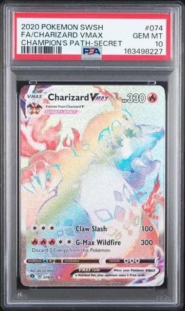 POKEMON CHARIZARD VMAX 2020 SWORD & SHIELD CHAMPION'S PATH #074 FA SECRET PSA 10