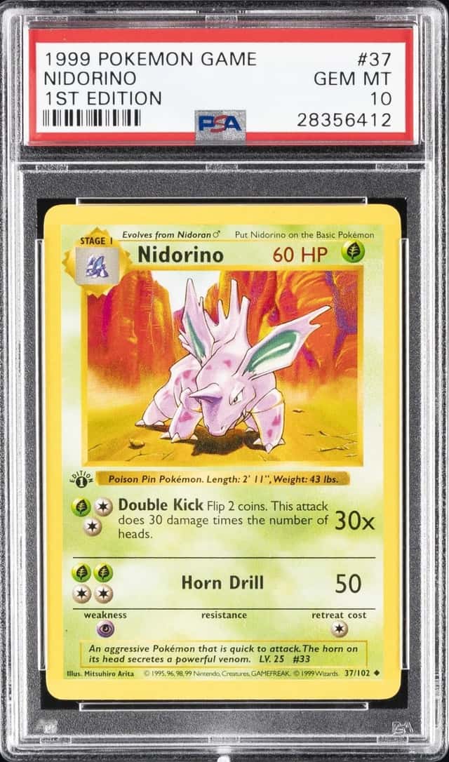 1999 POKEMON BASE SET 1ST EDITION #37 NIDORINO PSA 10