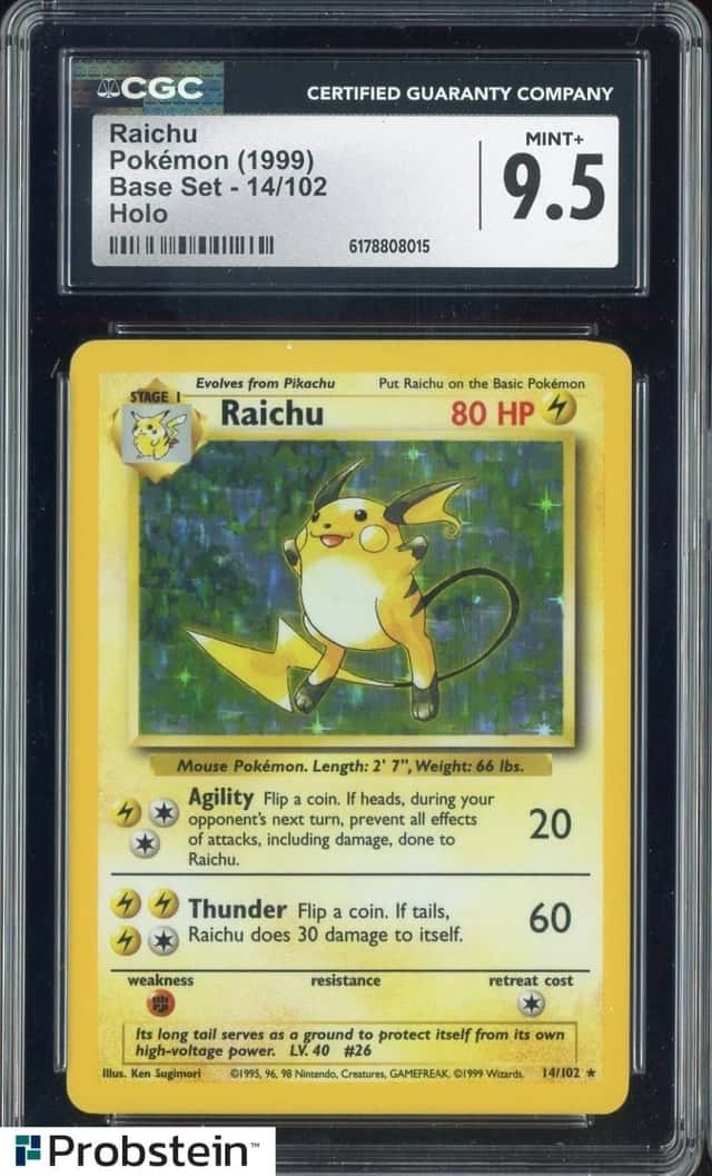 1999 Pokemon Base Set 14/102 Raichu Holo CGC 9.5 MINT+