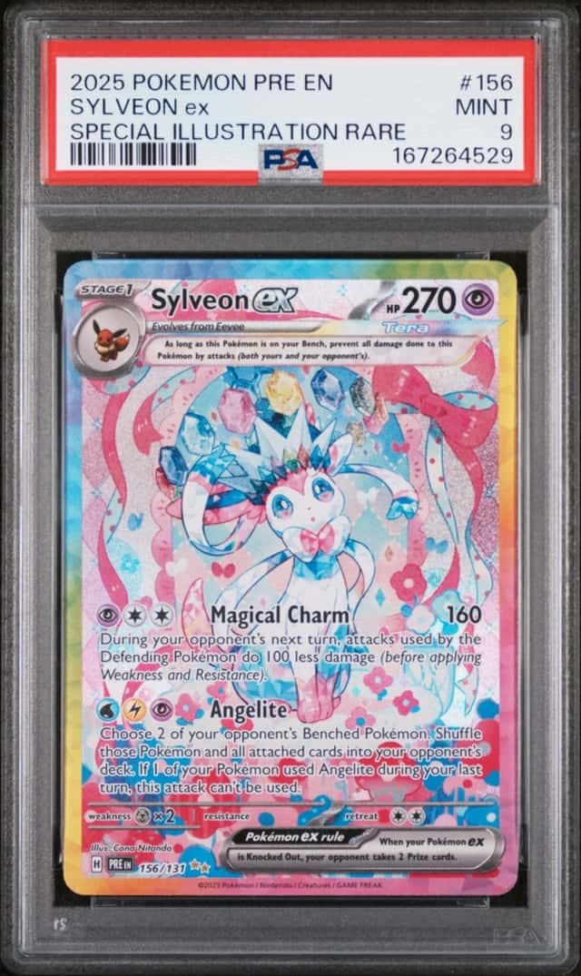 2025 POKEMON PRE EN-PRISMATIC EVOLUTIONS #156 SYLVEON EX PSA 9