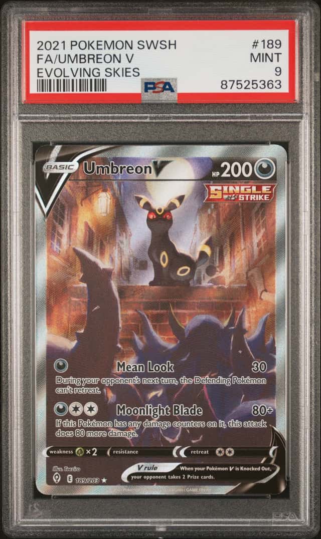 2021 Pokemon UMBREON V #189/203 Evolving Skies Ultra Rare English PSA 9