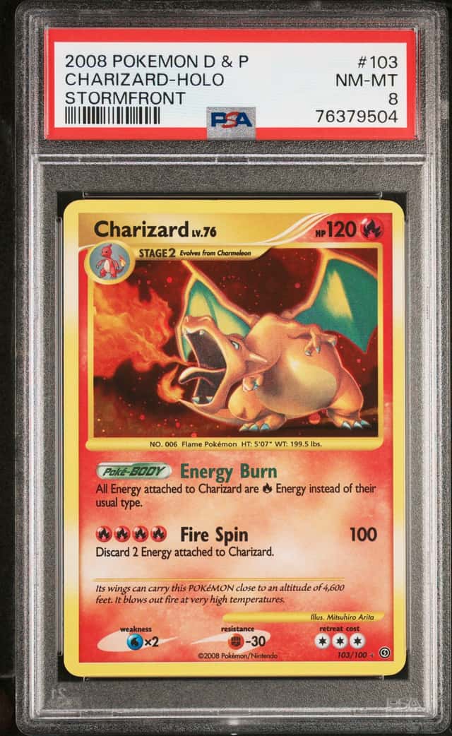 2008 Pokemon D&P Stormfront #103 Charizard Holo PSA 8 NM-MT