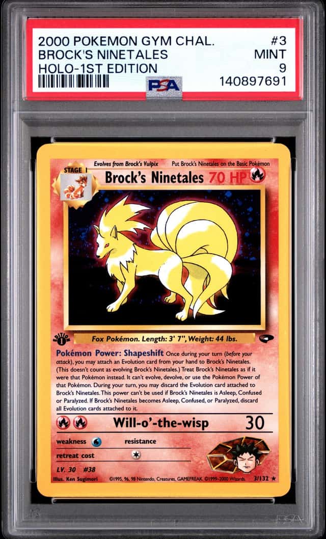 2000 Pokemon Gym Challenge 1st Edition #3 Brock's Ninetales Holo PSA 9 MINT