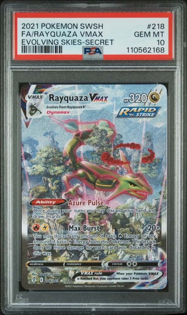 2021 POKEMON SWORD & SHIELD EVOLVING SKIES SECRET FULL ART/RAYQUAZA VMAX PSA 10