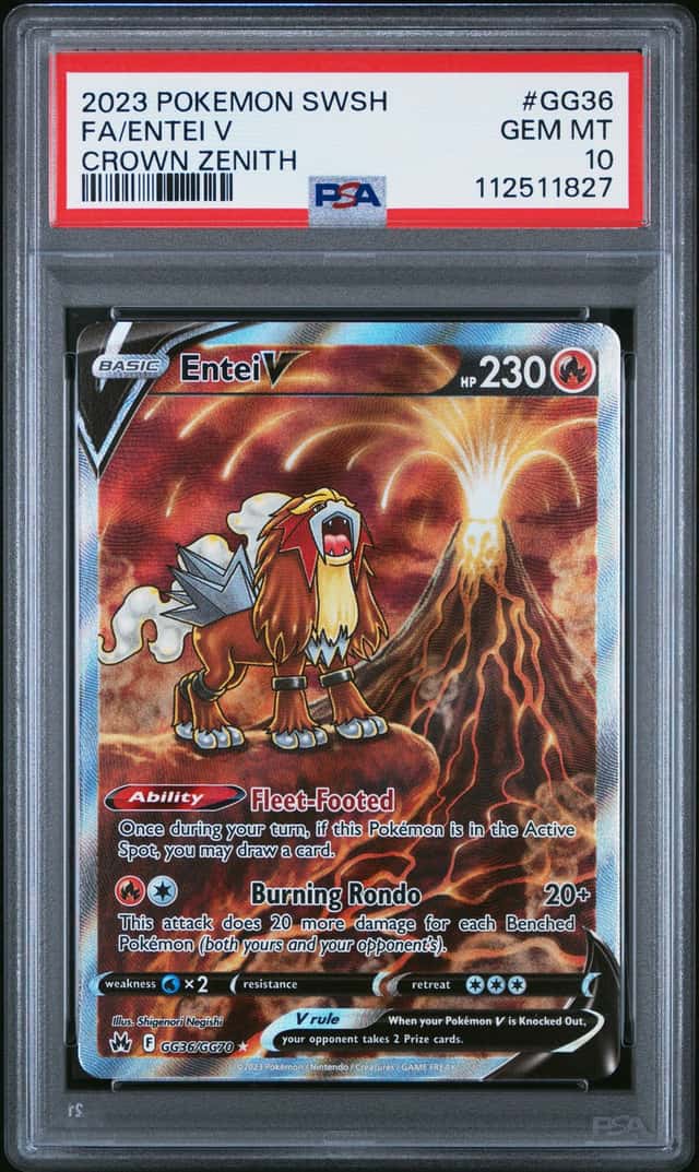 2023 Pokemon SWSH Crown Zenith #GG36 FA Entei V PSA 10 GEM MINT
