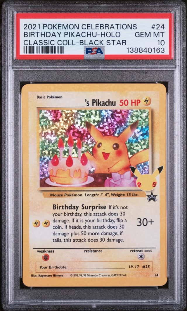 2021 Pokémon Celebrations Black Star Birthday Pikachu Holo PSA 10