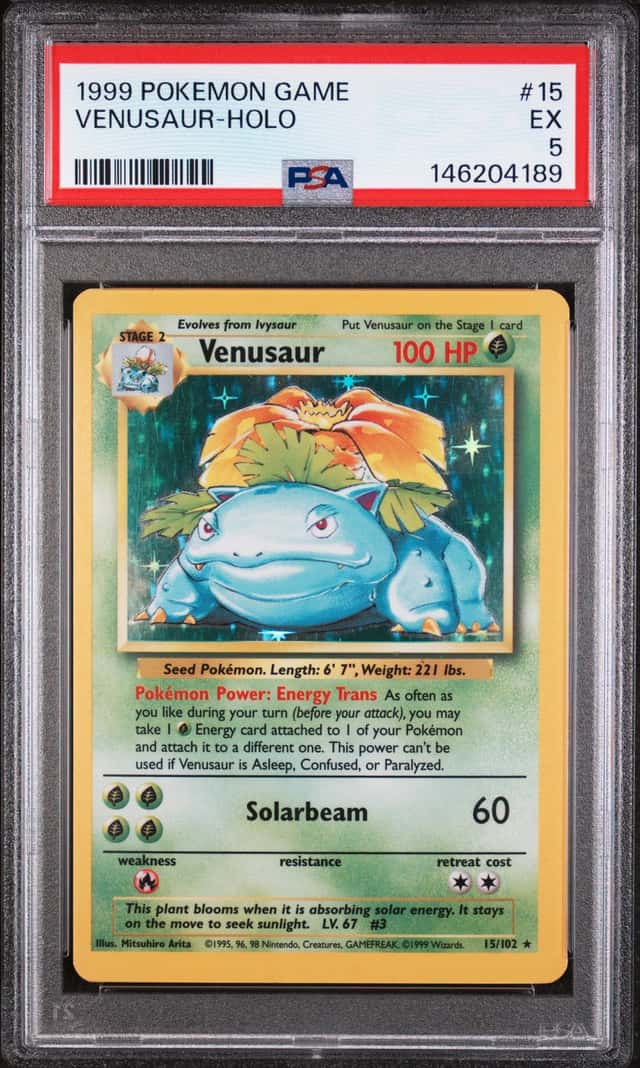 1999 Pokemon Base Set Venusaur Holo #15 Unlimited PSA 5 - EX
