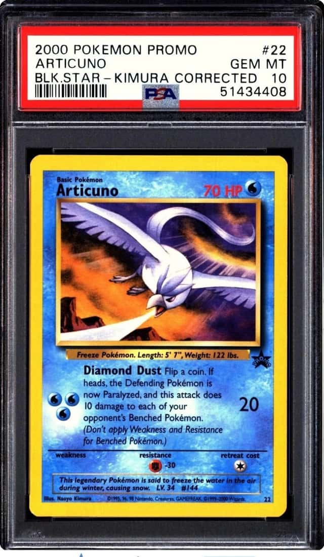 Pokemon 2000 Articuno 22 Kimura Corrected Black Star Promo GEM MINT PSA 10