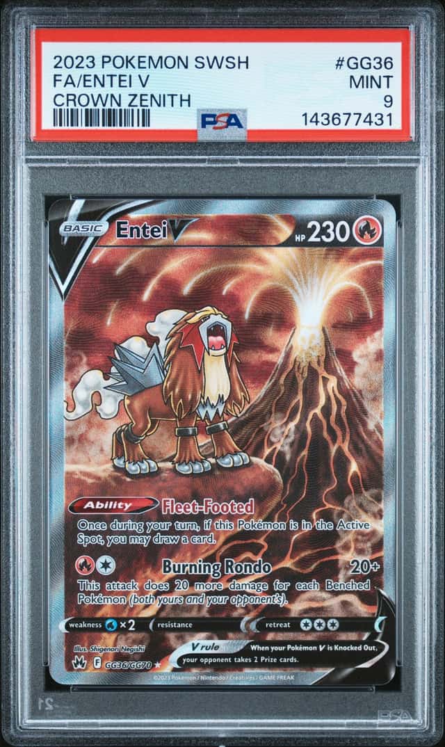 ENTEI V 2023 POKEMON CROWN ZENITH GALARIAN GALLERY FULL ART RARE PSA 9 Q4856