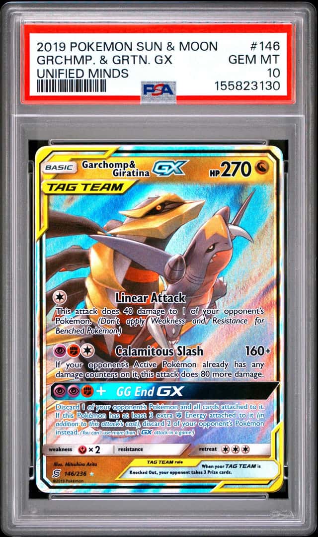 2019 Pokemon Sun & Moon Unified Minds Garchomp Giratina Tag Team #146/236 PSA 10