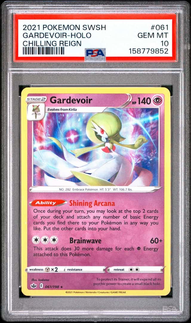 2021 POKEMON SWORD & SHIELD CHILLING REIGN #061 GARDEVOIR-HOLO PSA 10