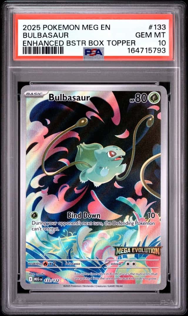 2025 POKEMON MEG EN-MEGA EVOLUTION ENHANCED BOOSTER BOX TOPPER BULBASAUR PSA 10