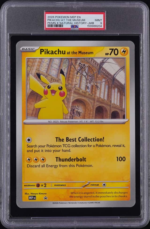 2026 POKEMON MEP EN-ME BLACK STAR PROMO JUMBO PIKACHU AT THE MUSEUM PSA 9