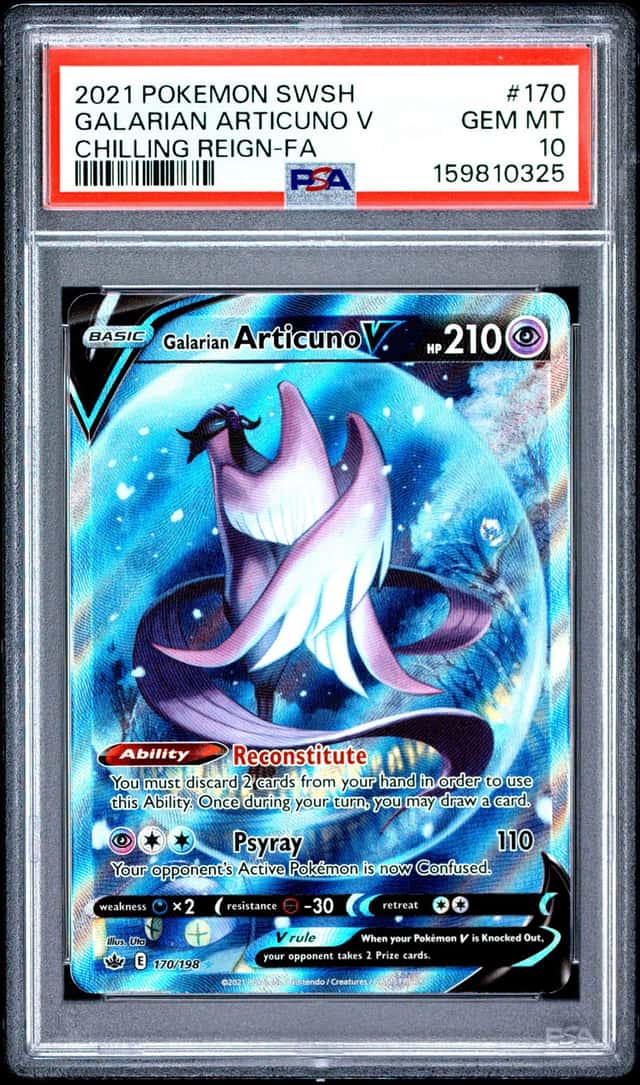 Pokemon 2021 Galarian Articuno V 170/198 Full Art Chilling Reign GEM MINT PSA 10