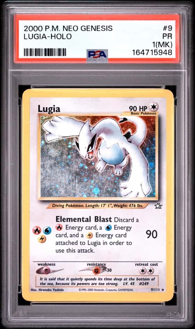 2000 POKEMON NEO GENESIS #9 LUGIA-HOLO PSA 1 MK