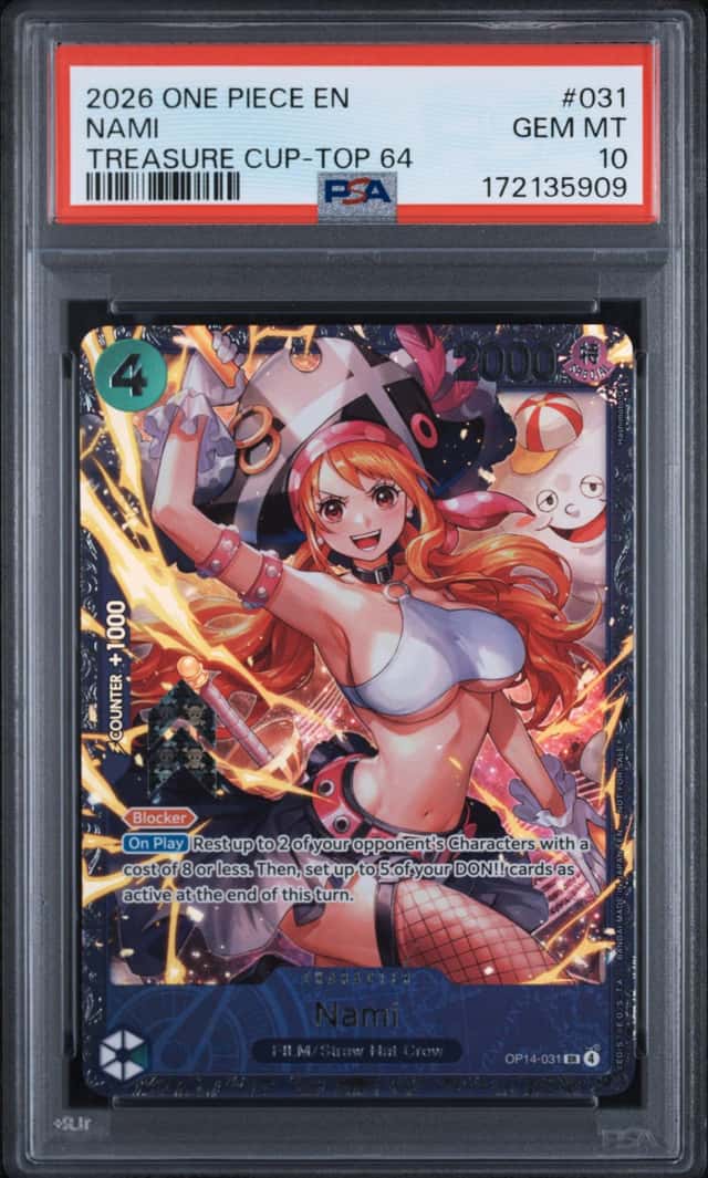 2026 One Piece Nami Top 64 Treasure Cup OP14 - 031 Prize Card PSA 10 GEM MINT