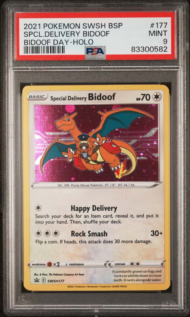 Pokemon TCG Special Delivery Bidoof SWSH177 SWSH: Sword & Shield Promo PSA 9