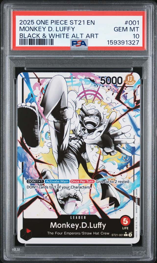2025 One Piece Starter Deck Ex Gear 5 Black and White Alternate Art Leader Monkey D. Luffy #ST21-001