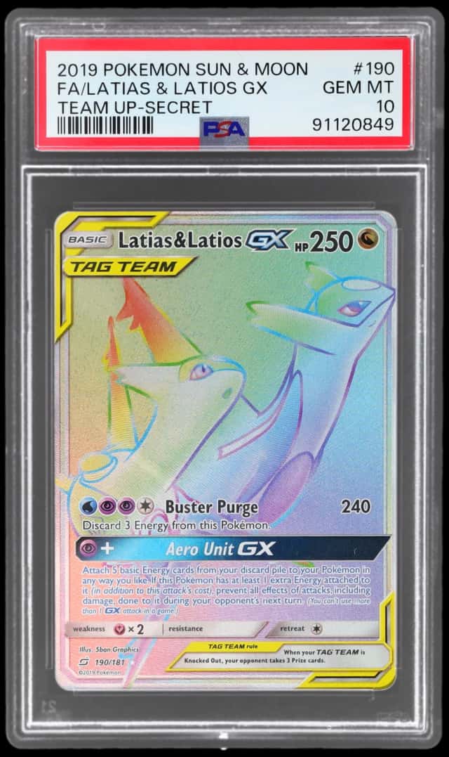2019 Pokemon Sun and Moon Team Up Secret Rare Latias/Latios Gx #190