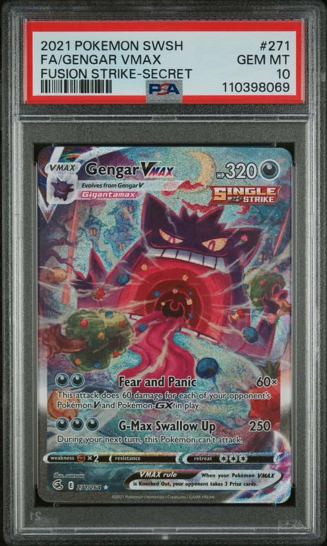 2021 Pokemon Sword and Shield Fusion Strike Secret Rare Gengar Vmax #271