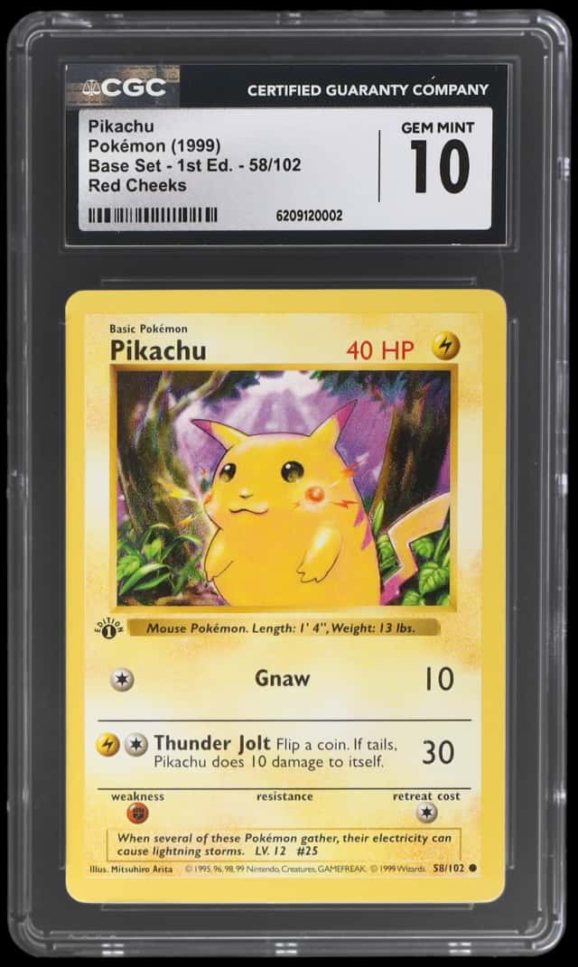 1999 Pokemon Base 1st Edition Red Cheeks Pikachu #58