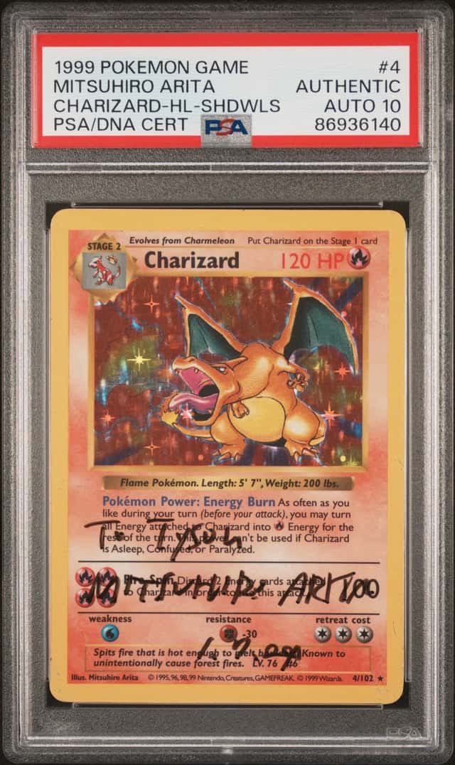 1999 Pokemon Game Charizard Shadowless Holo Signed Mitsuhiro Arita #4