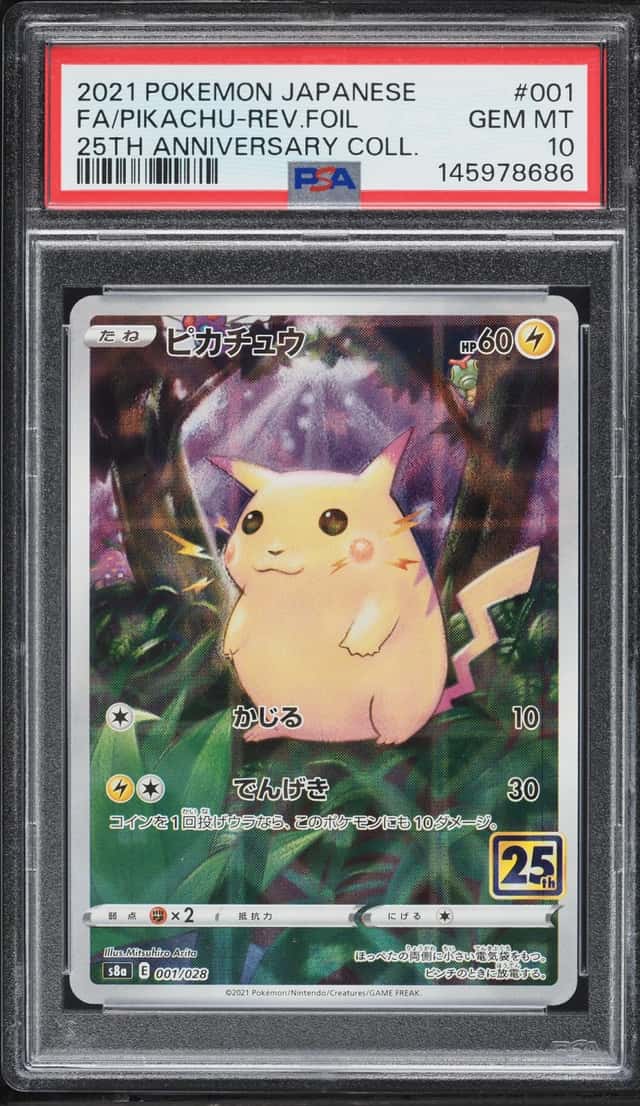 2021 Pokemon Japanese SWSH 25th Anniversary Reverse Holo Full Art Pikachu #1 PSA 10 GEM MINT