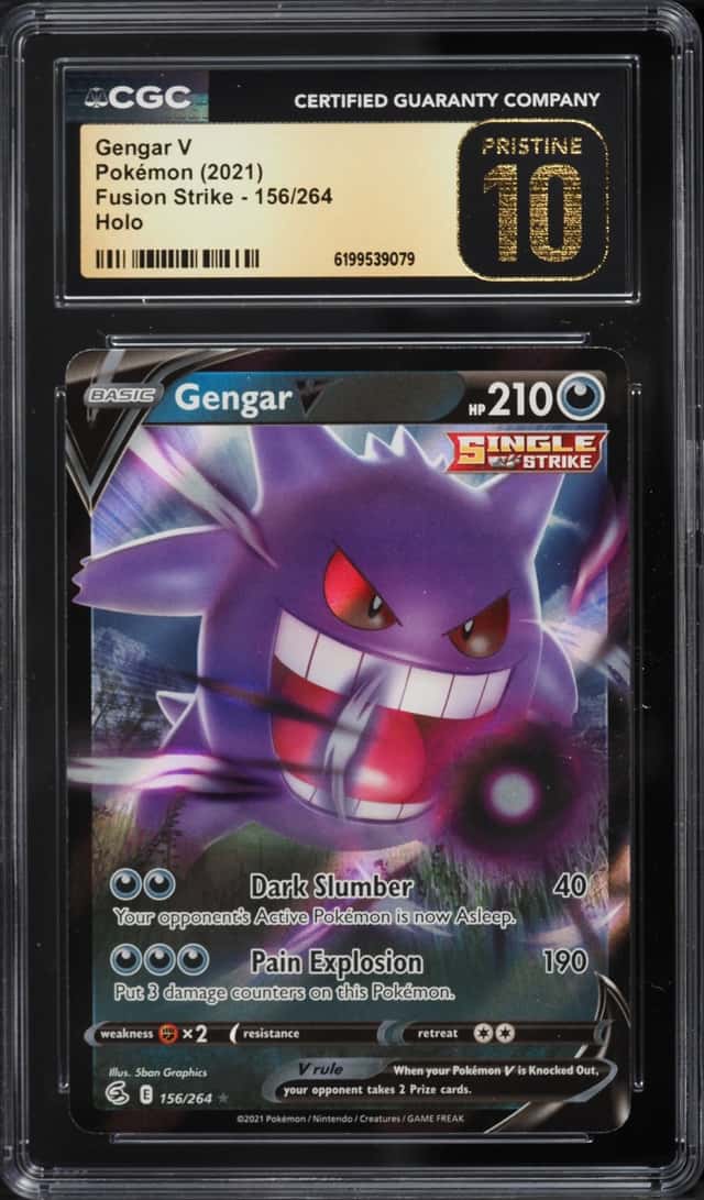 2021 Pokemon Sword & Shield Fusion Strike Holo Gengar V #156 CGC 10 PRISTINE