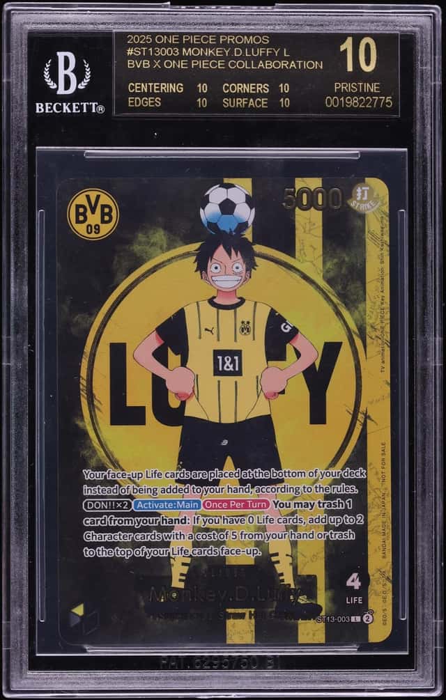 2025 One Piece Promo BVB Match Day Alt Art Monkey D. Luffy L #ST13 BGS 10 PRISTINE, BLACK LABEL