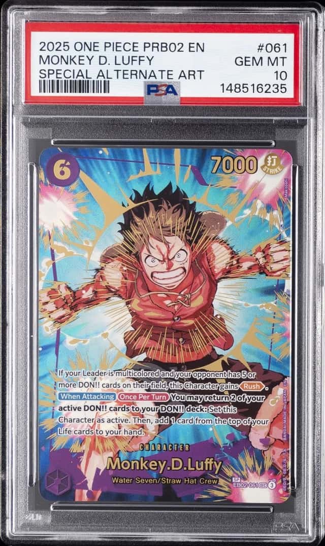 2025 ONE PIECE PREMIUM BOOSTER SPECIAL ALTERNATE ART #061 MONKEY D. LUFFY PSA 10