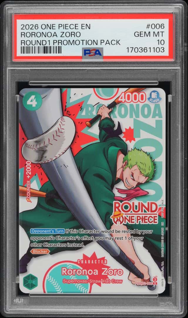 2026 ONE PIECE ROUND1 PROMOTION PACK #006 RORONOA ZORO PSA 10