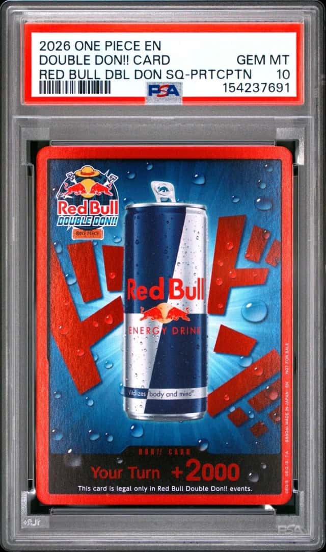 2026 ONE PIECE DOUBLE DON!! CARD RED BULL SQ-PRTCPTN PSA 10
