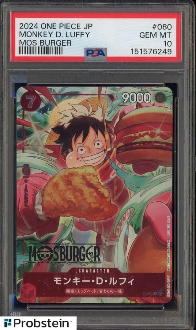 Auction #60 2024 One Piece JP Mos Burger #080 Monkey D. Luffy PSA 10 GEM MINT