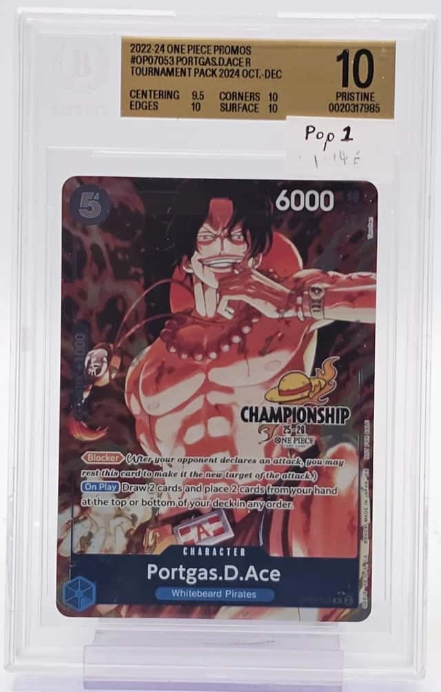 PORTGAS.D.ACE 2022-24 ONE PIECE PROMOS CHAMPIONSHIP #OP07053 BGS 10 Q7217-2