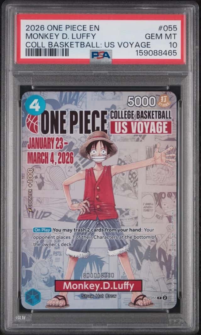 2026 ONE PIECE COLLEGE BASKETBALL: US VOYAGE PROMOS #055 MONKEY D. LUFFY PSA 10