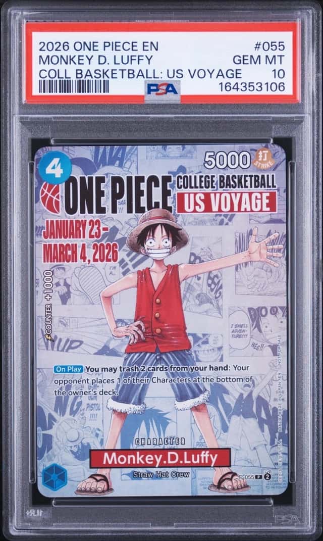 2026 ONE PIECE COLLEGE BASKETBALL: US VOYAGE #055 MONKEY D. LUFFY PSA 10