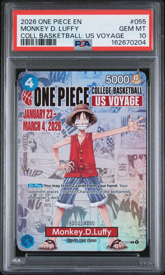 2026 ONE PIECE COLLEGE BASKETBALL: US VOYAGE #055 MONKEY D. LUFFY PSA 10