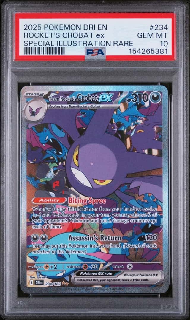 2025 POKEMON DRI SPECIAL ILLUSTRATION RARE #234 TEAM ROCKET'S CROBAT EX PSA 10