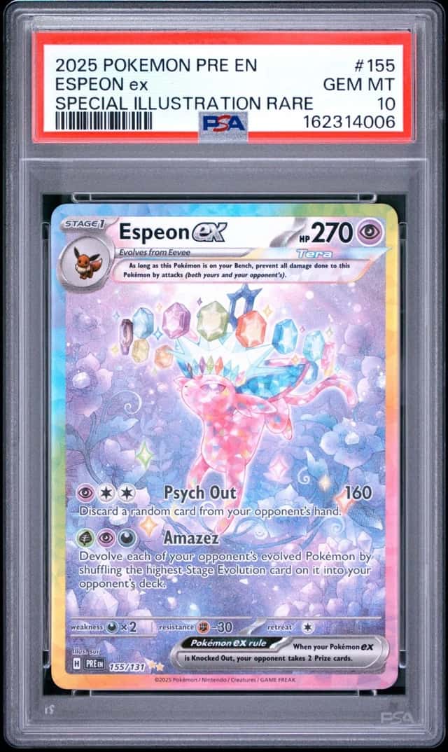 2025 POKEMON PRISMATIC EVOLUTIONS SPECIAL ILLUSTRATION RARE ESPEON EX PSA 10