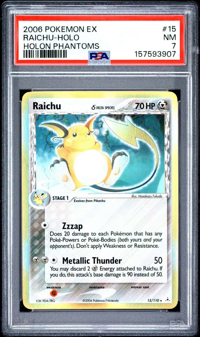 Pokemon Cards PSA 7 NM Raichu Holon Phantoms Holo 2006 15/110