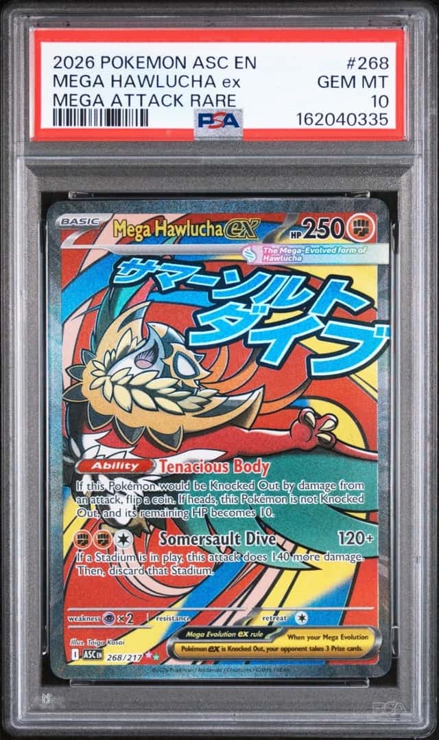 2026 POKEMON ASCENDED HEROES MEGA ATTACK RARE #268 MEGA HAWLUCHA EX PSA 10