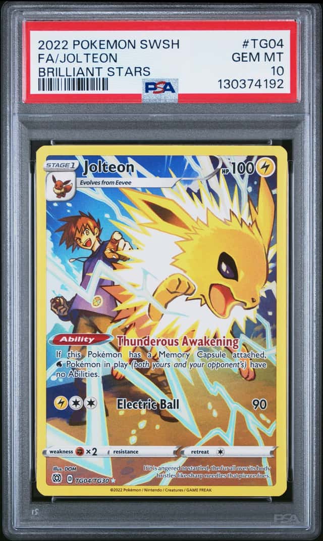 Pokemon TCG Jolteon TG04 Trainer Gallery SWSH Brilliant Stars PSA 10 Gem Mint