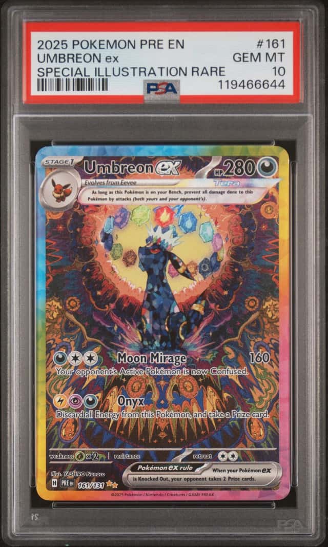 2025 Pokemon UMBREON EX #161/131 Prismatic Evolutions Special Illus. Rare PSA 10
